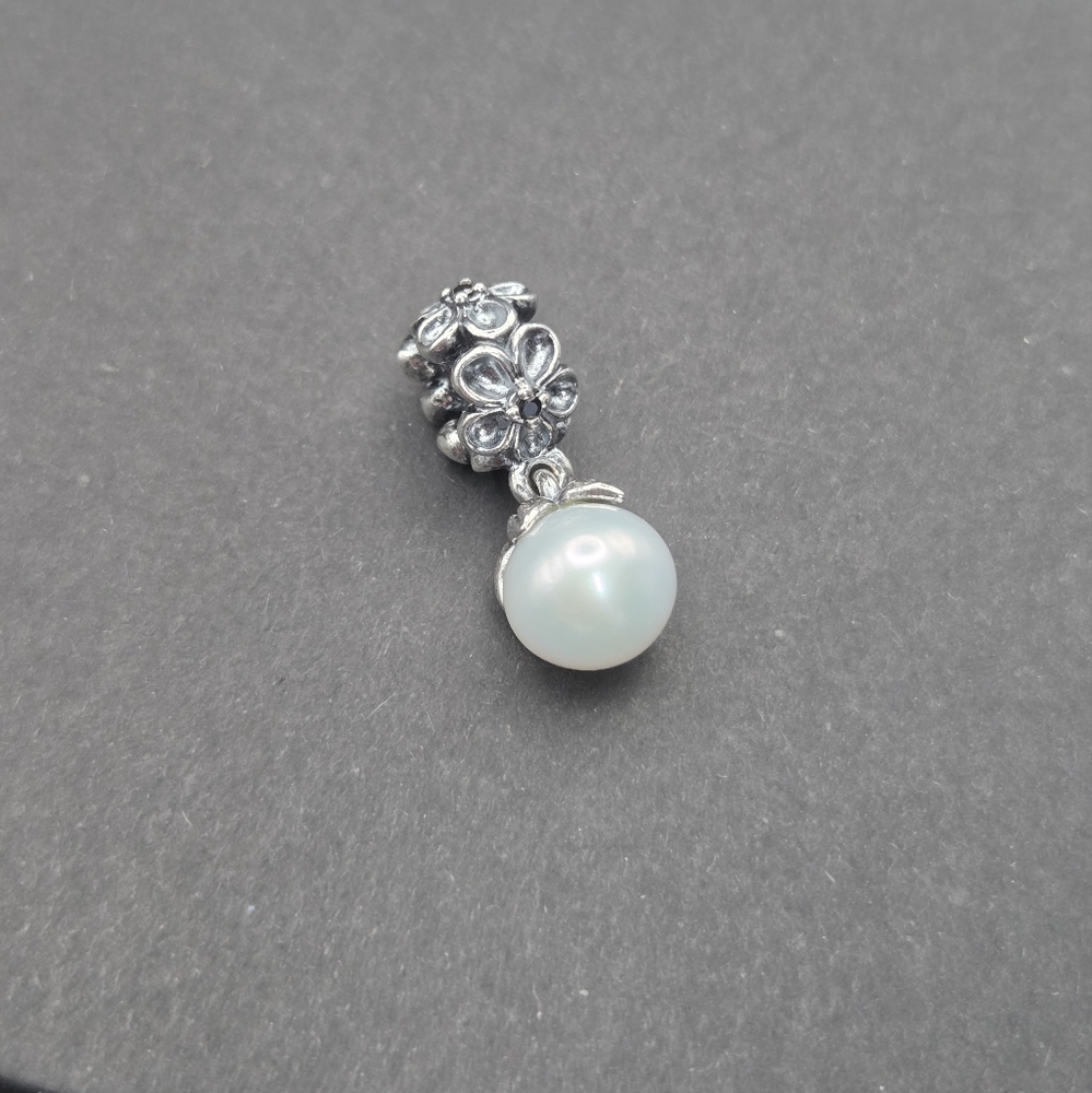 Pandora Charm/Pendant- "Garden Odyssey" Retired Sterling Silver Black CZ